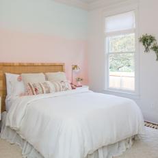 Contemporary White Girls Bed Room with Pink Accent Wall 