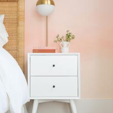 Contemporary Pink Girls Bedroom with White Nightstand 