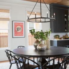 Rustic Black and White Open Plan Kitchen and Dining Room