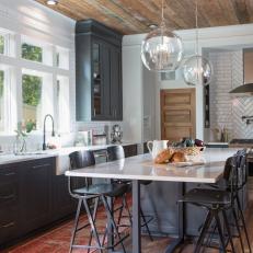 Rustic Kitchen with White Island 