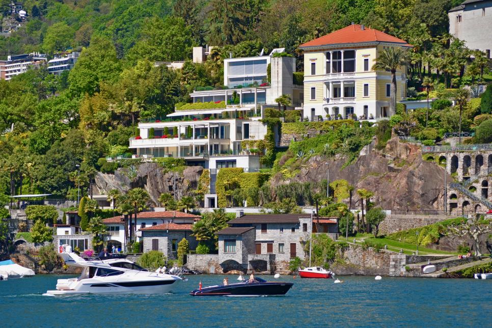 Mediterranean-style villa on a lake
