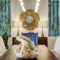 Art Deco Dining Room With Stained Glass Windows