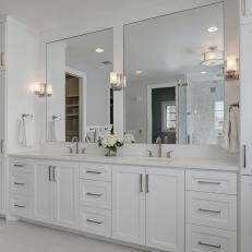 White Double Vanity Bathroom With Towers