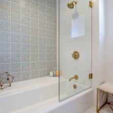 Illica Ceramic Tile Accent Wall in Midcentury Modern Shower