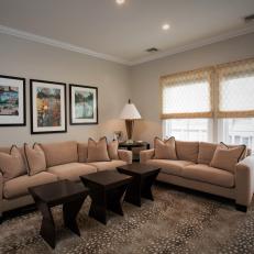 Guest Room Seating Area With Brown Sofas