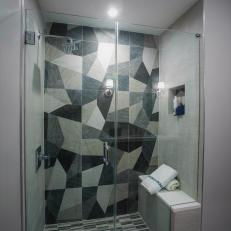 Walk-In Shower With Geometric Tiles