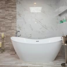 Freestanding, Contemporary Tub in Master Bathroom Wet Room