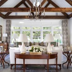 Wood Beams and Vaulted Ceilings Add Drama to Sunroom Design