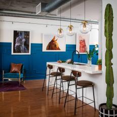 Eclectic Loft With Blue Wainscoting