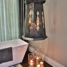 Bathroom With Pendant and Candles