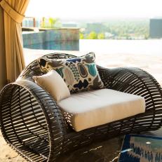 Outdoor Armchair With Graphic Pillow