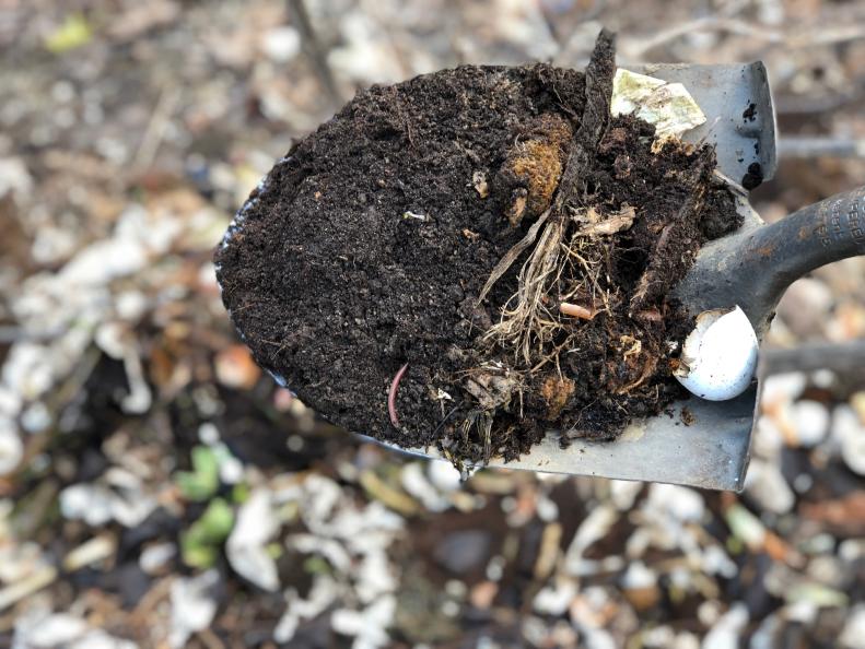 Make your own rich soil by composting food waste.