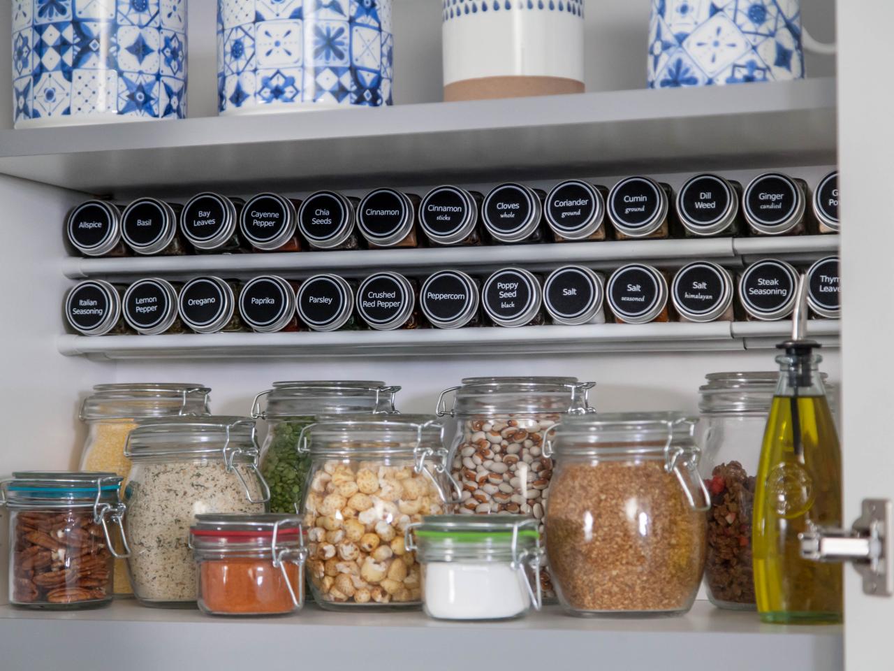 Tension rod spice rack deals