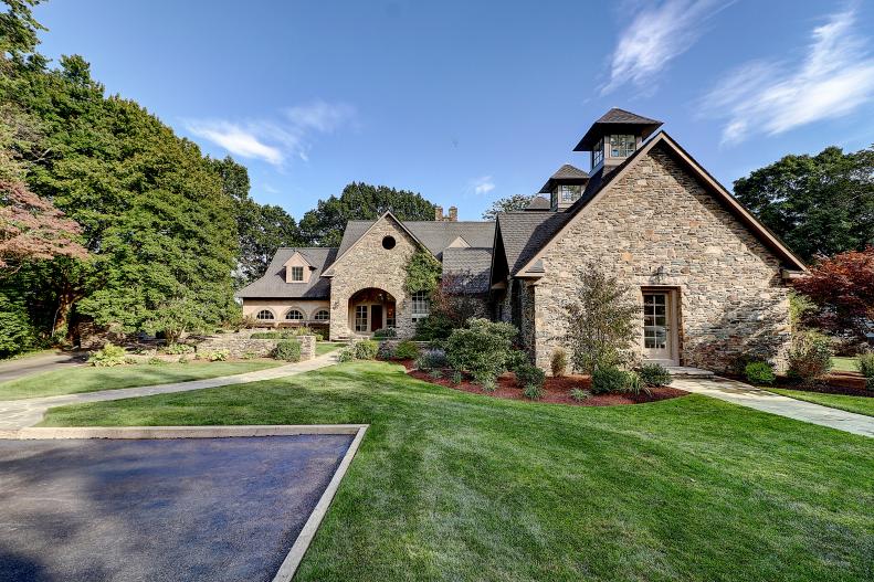 Stone Home Exterior and Lawns
