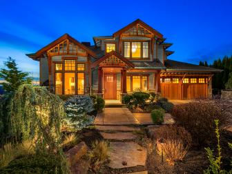 craftsman home at night