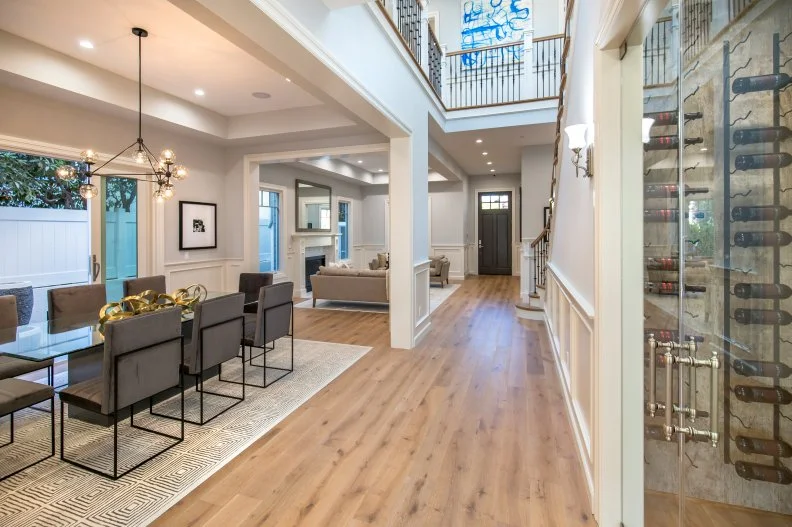 transitional white foyer 