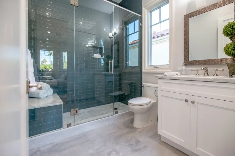 transitional single vanity bathroom