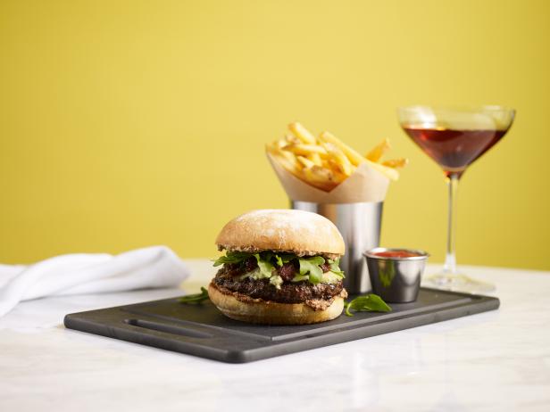 Burger and Fries With Cocktail
