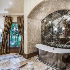 Mediterranean Spa Bathroom With Iron Tub