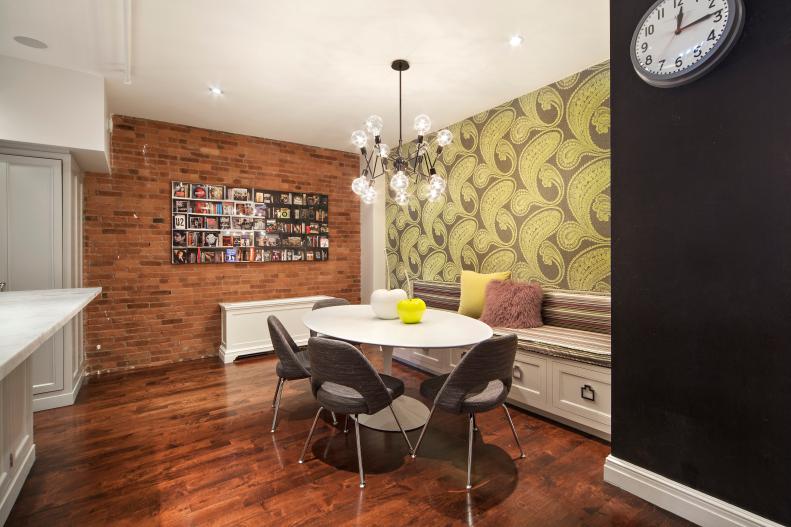 Dining Area With Graphic Wallpaper
