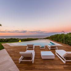 Ocean-View Deck and Pool at Sunset