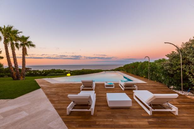 Deck and Pool at Sunset