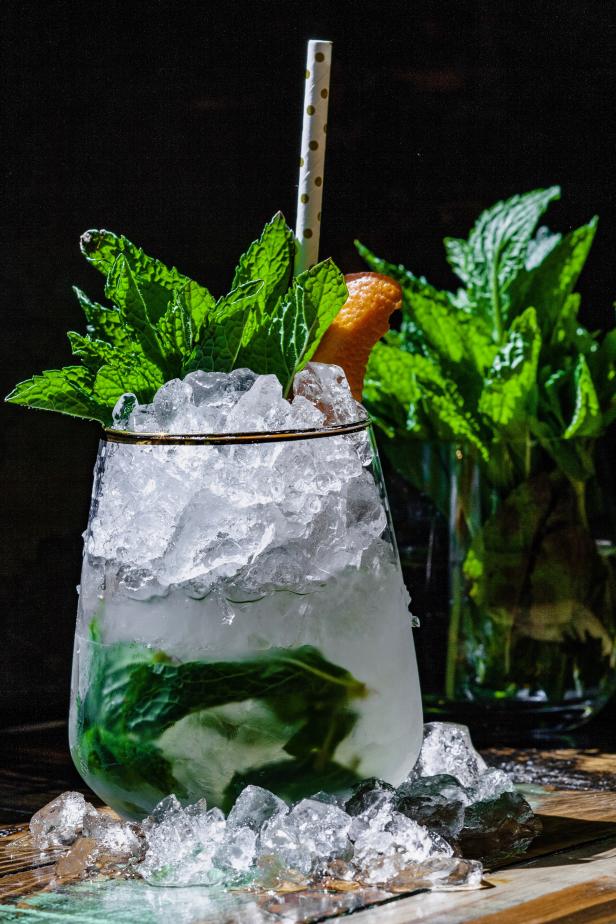 The La Rosilla incorporates mezcal, mint and an easy syrup made from mandarins and sugar.