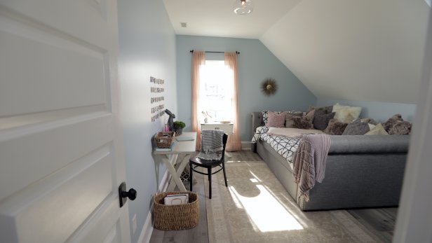 The new second bedroom in the sanders townhome that Mina and Karen renovated together as seen on Good Bones 