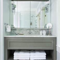 Calming Grey and White Powder Room 