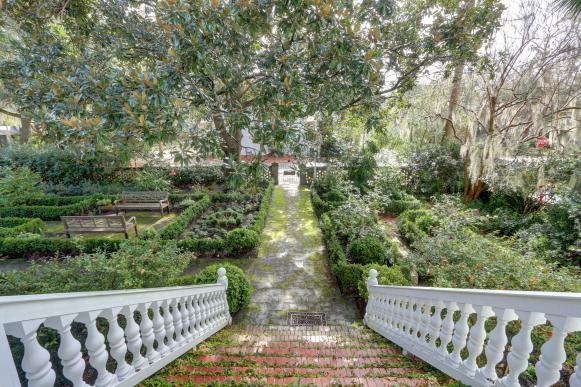 historic house with formal garden