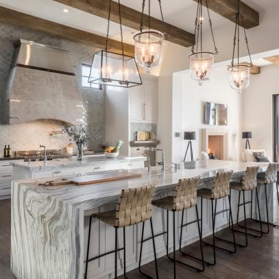 Kitchen Boasts Long Island, Waterfall Edge