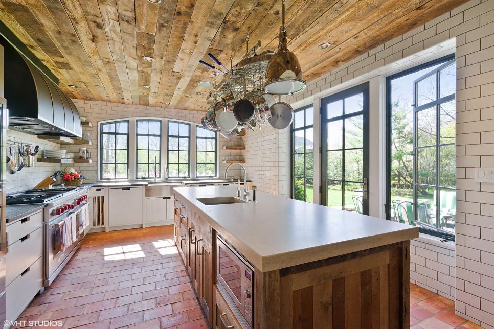 Country Kitchen With Pot Rack