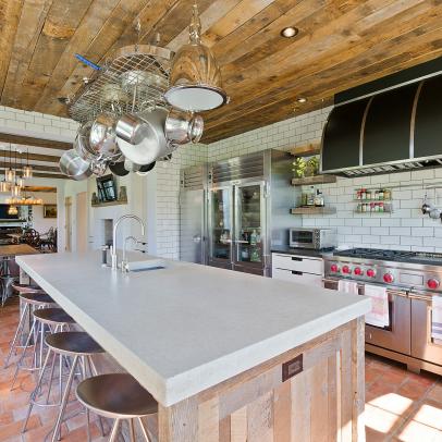 Country Chef Kitchen With Pot Rack