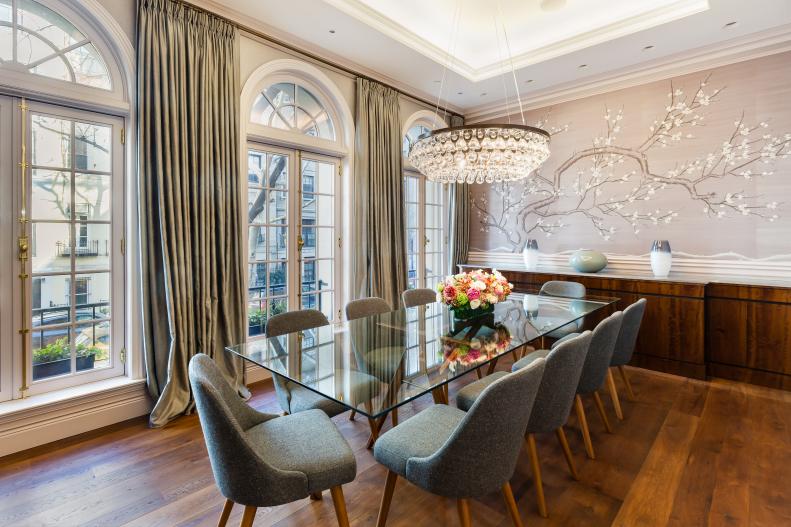 Dining Room With Tree Mural