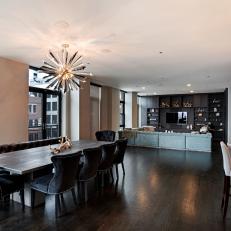 Modern Condo Dining Room With Starburst Chandelier