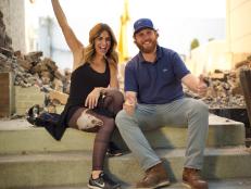 Host Alison Victoria and contractor Donovan Eckhardt at their renovation after demolition went further than expected on Windy City Flip