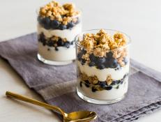 Simple and delicious, these yogurt granola parfaits are quick and easy to put together. The layered presentation is not only pretty but functional to ensure a mixture of all the ingredients in each bite.
