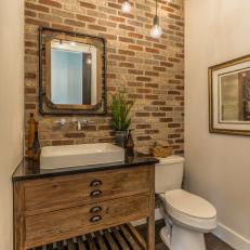 Modern Bathroom with Brick Wall Accent