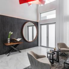 Pop of Red in Neutral, Modern Living Room Design