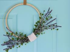 Lavender and Eucalyptus Wreath on Aqua Front Door