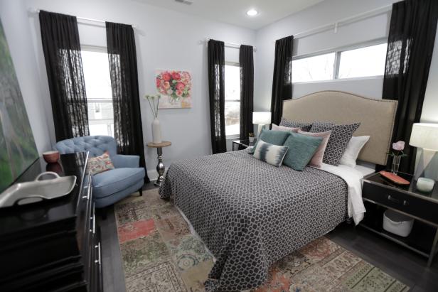 One of the guest bedrooms on the second floor of the house on Sanders as that Mina and her mom Karen re-built together as seen on Good Bones 