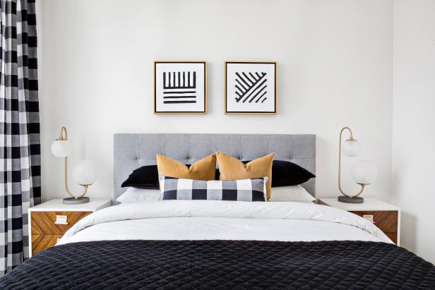 Black And White Bedding Adds Style To Midcentury Modern