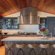 Neutral Chef Kitchen With Wood Ceiling