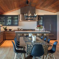 Rustic Modern Kitchen And Dining Room With Midcentury Modern Furnishings