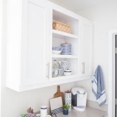 Contemporary White Kitchen Cabinet Detail With Open Shelving 