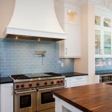 Custom Range Hood Complements Cabinets in Transitional Kitchen