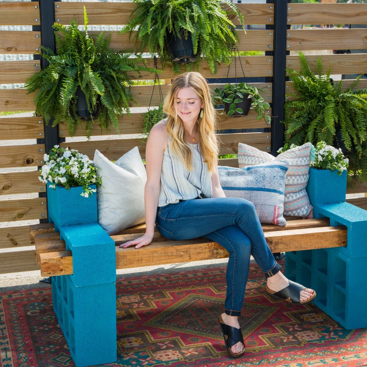 Decorative Cinder Block Bench