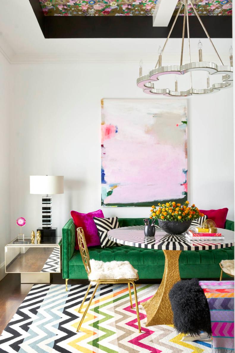An eclectic living room full of inspiring color and pattern. 