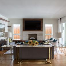 Contemporary Living Room with Brass Accents