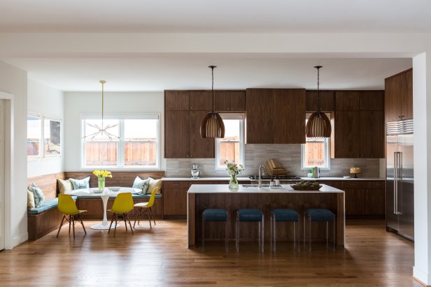 Gray Modern Open Plan Kitchen